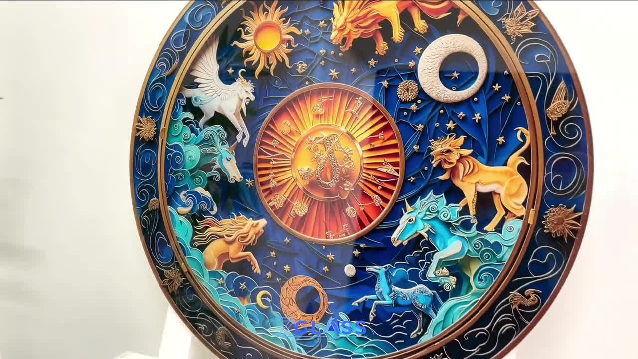 星座強化ガラス製ウォールアート：円形天体装飾 - Etsy 日本